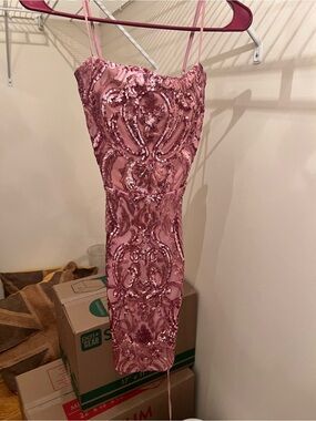 strapless open back dress JAX Sequin Corset Bustier Sequin Midi Dress main image 0